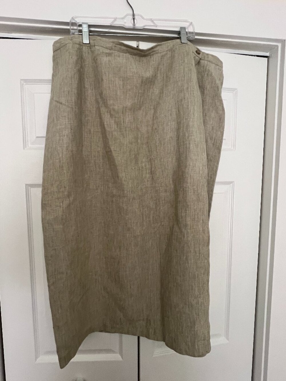 Womens Skirt 100% Linen Tan Beige Midi Skirt Plus Size - 44" Waist